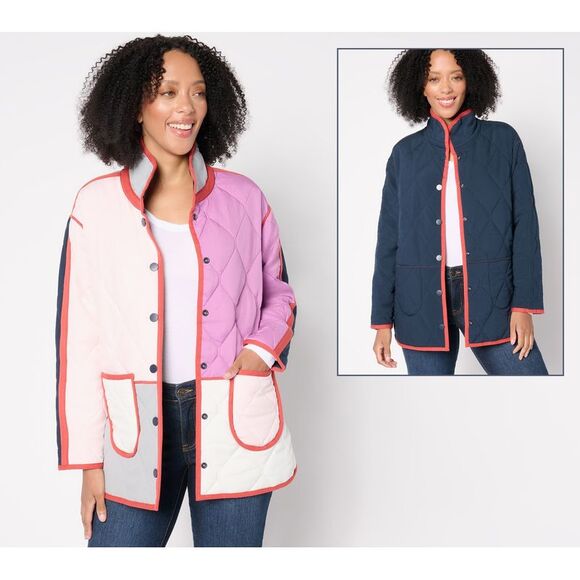NIC+ZOE Women's Plus Sz Jacket 1X Nic+Zoe Mixed Up Reversible Coat Pink A662018 - Picture 1 of 4